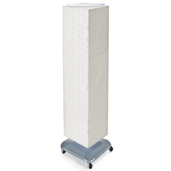 Azar Displays Four-Sided Pegboard Tower Revolving Display Panel Size 14"W x 60"H 701465-WHT